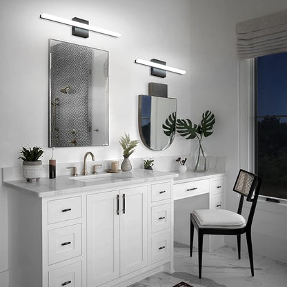 Combuh Bathroom Light Fixtures Dimmable Black Vanity Lights Bar 24 Inch 14W Bathroom Lights Over Mirror ip44 Wall Sconces Daylight White 6000K