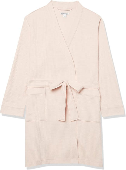 Amazon Essentials Women's Lightweight Cotton Waffle Mid-Length Bathrobe (Available in Plus Size)