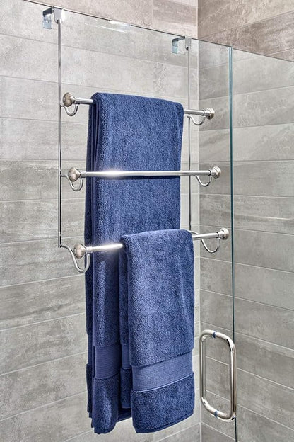 iDesign Over the Door Towel Rack, The York Collection, 1.5” x 7” x 22.8”, Brushed Nickel
