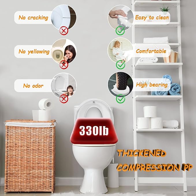 Toilet Seat with Toddler Seat, Potty Training Toilet Seat Round 2 in 1 Soft Close Quiet No Slapping, Magnetic Absorption, Easy to Install and Clean,White
