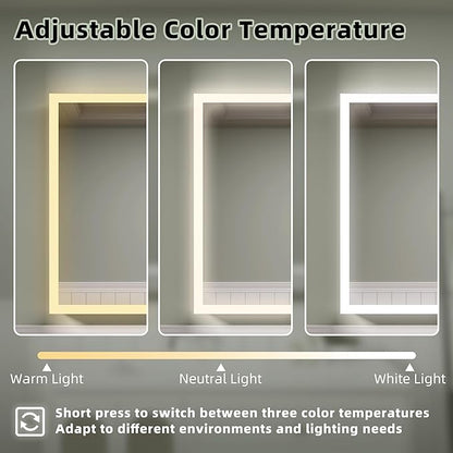LED Medicine Cabinet Mirror with Lights, 24x30 Inch Bathroom Storage, Recessed/Wall Mount, Plug-in/Hardwired, 3 Color Dimmable Light, Anti-Fog, Time Temp Display, Right Hinge