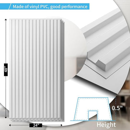 Art3d Fluted Slat 3D Wall Panels, Drop Ceiling Tiles, 6-Pack, White | 24" x 48" , Lightweight, Break-Proof, Compatible with Grid System, Ideal for Home, Commercial Spaces