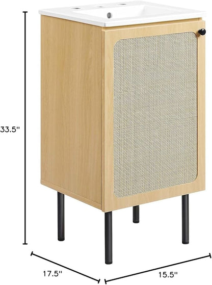 Modway EEI-6691-OAK-WHI Chaucer 18" Bathroom Vanity, Oak White