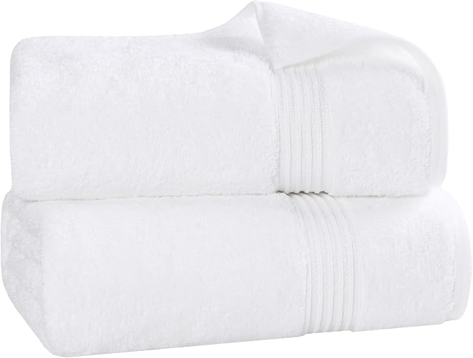Superior 100% Egyptian Cotton Solid Bath Sheet Set, White, 2-Piece