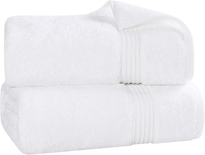 Superior 100% Egyptian Cotton Solid Bath Sheet Set, White, 2-Piece