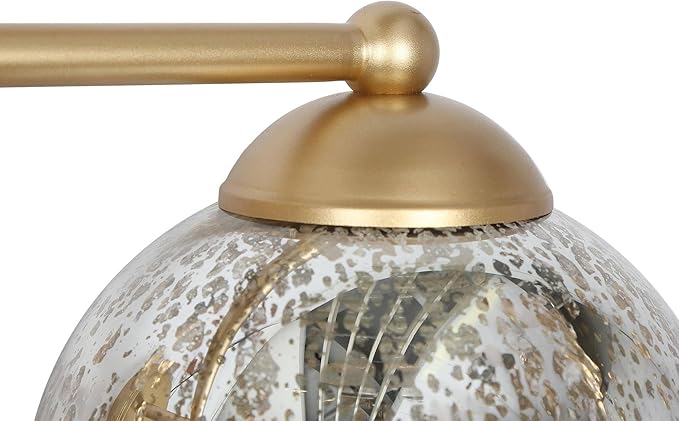 KSANA 3-Light Gold Vanity Light, Modern Globe Bathroom Light Fixtures with Mercury Glass Shades Over Mirror