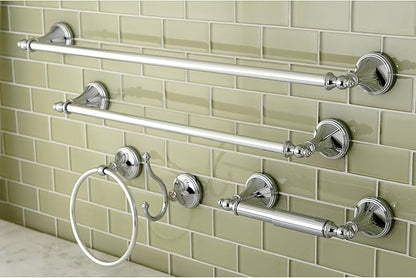 Kingston Brass Naples 5-Piece Accessory Set with 18" & 24" Towel Bar, Towel Ring, Robe Hook & Toilet Paper Holder, Polished Chrome