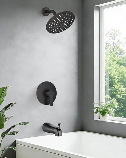 Airuida Shower Faucet Set with Tub Spout,8" Bathtub Faucet-Oil Bronze | Male Threads Rough-In Valve,Round Head Shower System,Tub and Shower Kit Set