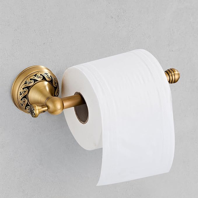 Antique Brass Toilet Paper Holder Hand Towel Ring, Brass Bathroom Accessories Set Towel Holder Toilet Paper Roll Holder, Antique Farmhouse Bathroom Hardware 2 Pieces Set Wall Mount Bronze