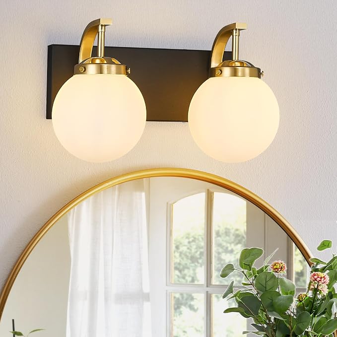 Bathroom Vanity Light Fixtures Over Mirror Modern Sand Black Gold 2 Lights Wall Sconce Vanity Light for Bathroom Lighting