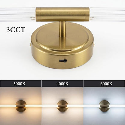 URSOLA 32" Modern LED Bathroom Light Fixtures, Golden 3CCT Dimmable Bathroom Vanity Light Over Mirror, Bathroom Vanity Bath Bar Lights with 360° Removable Acrylic Light Tube