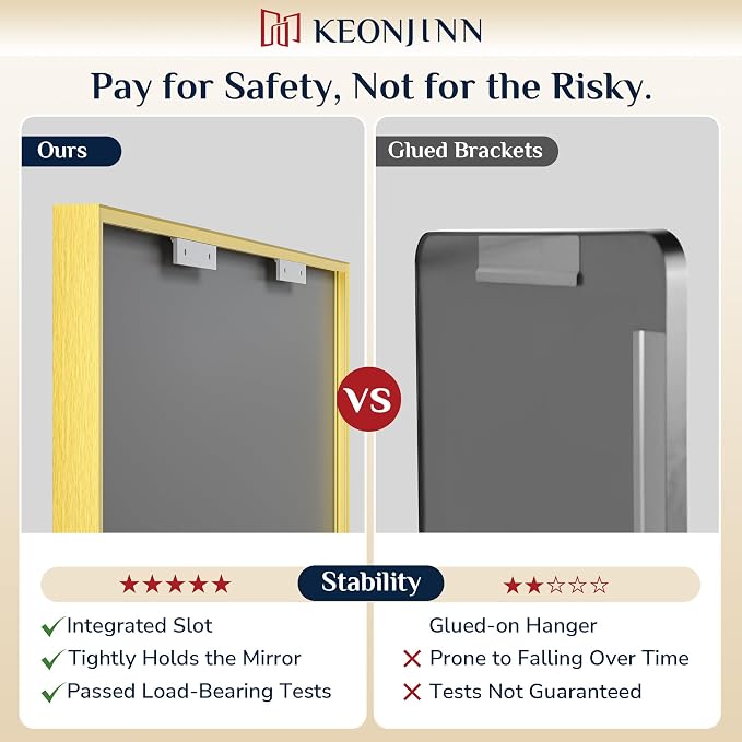Keonjinn 60x40 Inch Gold Bathroom Mirror for Over Sink, Rectangular | HD Tempered Glass, Vanity Mirror, Brushed Framed, Square Corner, Modern Farmhouse, Wall Mounted Mirrors, Aluminum Alloy