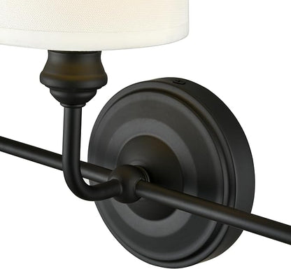 ML Lighting | Leena Collection | 99803-MB | Indoor 3 Light Vanity in Matte Black with White Fabric Shade | Elegant and Versatile Design for Any Bathroom