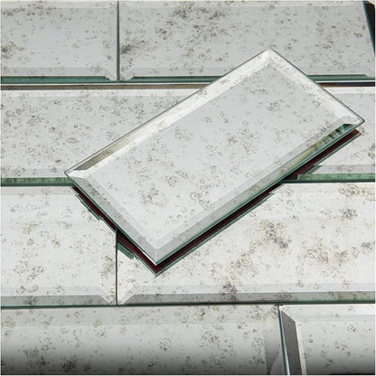 Peel and Stick Beveled Antique Mirror Tile Subway Mirror Glass Backsplash 3x6 Inch for Kitchen Bathroom Wall (40 Pcs, 5 SQ.FT.)