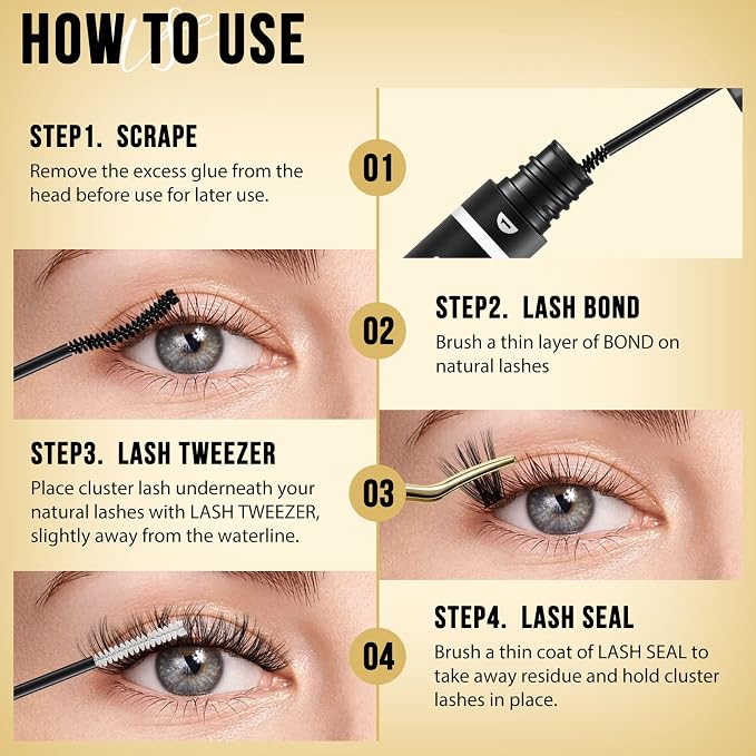 QUEWEL Lash Clusters 320Pcs 50D C Curl Lash Cluster Eyelash Extensions | Cluster Lashes Mix12-18mm Individual Eyelashes Clusters Wispy Lash Clusters Thin Band Soft to Use at Home(50D C Mix12-18)