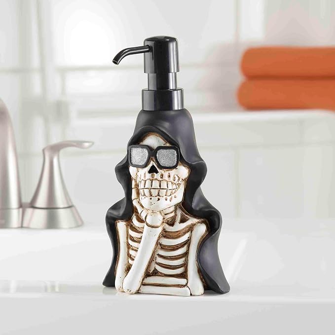 Avanti Linens - Lotion Pump/Soap Dispenser, Resin Countertop Accessories, Halloween Home Decor (Cool Skeleton)