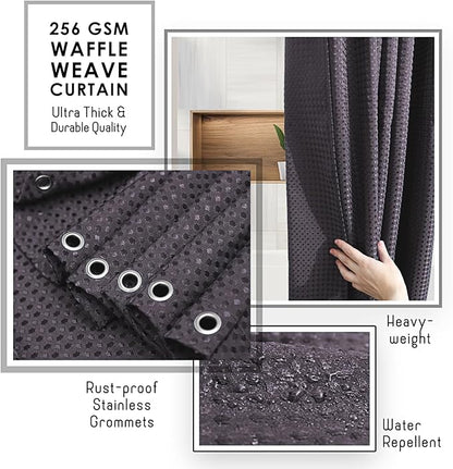 Clara Clark Purple Shower Curtain - Hotel Quality Waffle Fabric Bath Curtain 72x72, Heavy Duty Waterproof Shower Curtains for Bathroom