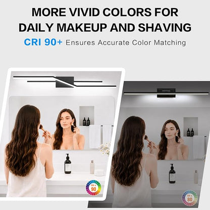 SOLFART Bathroom Lighting Fixtures Over Mirror 40 Inch Dimmable Matte Black Vanity Lights Modern Bathroom Light