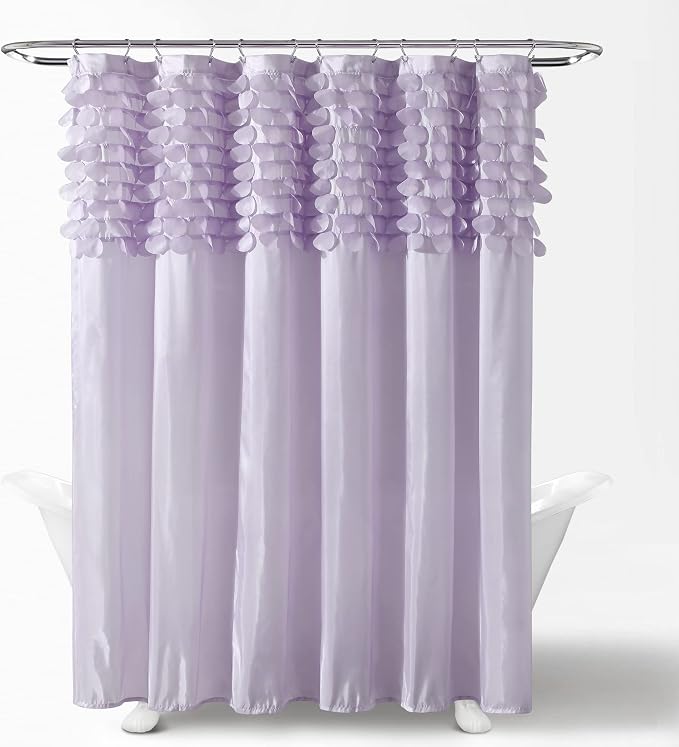 Lush Decor Lillian Shower Curtain Single 72" W x 72" L Lilac - Purple Shower Curtains for Bathroom - Bathroom Curtain - Glam Bathroom Decor