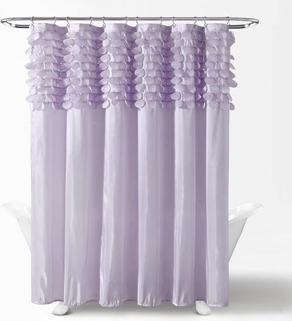 Lush Decor Lillian Shower Curtain Single 72" W x 72" L Lilac - Purple Shower Curtains for Bathroom - Bathroom Curtain - Glam Bathroom Decor