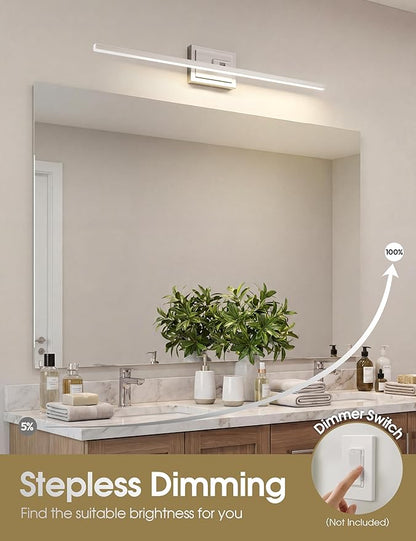 VOLISUN Modern Bathroom Vanity Light 31.5 inch, Rotatable, 18W Dimmable 5CCT Led Bathroom Light Fixture Over Mirror, Brushed Nickel Bar Vanity Light for Bathroom Mirror Cabinets-ETL Certificated