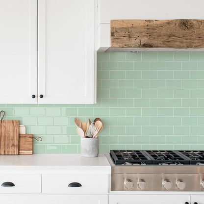 STICKGOO Subway Tile Peel and Stick Backsplash, Thicker Design 12" x 12" Stick on Backsplash Tiles for Kitchen, Bathroom, Wall Tile (10 Sheets, Light Green)