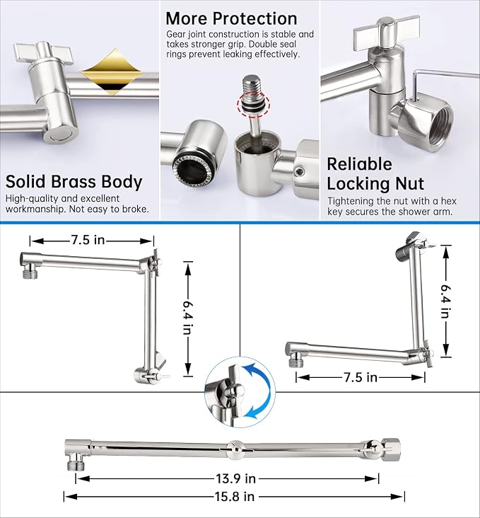 G-Promise All Metal 12 Inches Rainfall Shower Head with Handheld Combo | All Metal, Built to Last, Easy Install, Adjustable Height & Angle for All Heights, Extra Long Hose, Modern Upgrade