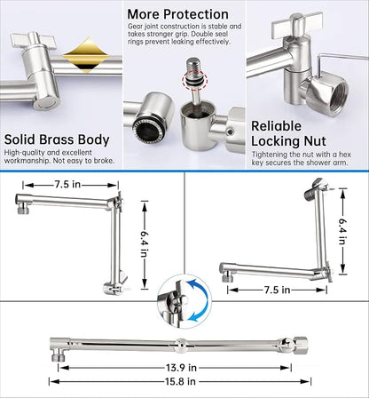 G-Promise All Metal 12 Inches Rainfall Shower Head with Handheld Combo | All Metal, Built to Last, Easy Install, Adjustable Height & Angle for All Heights, Extra Long Hose, Modern Upgrade