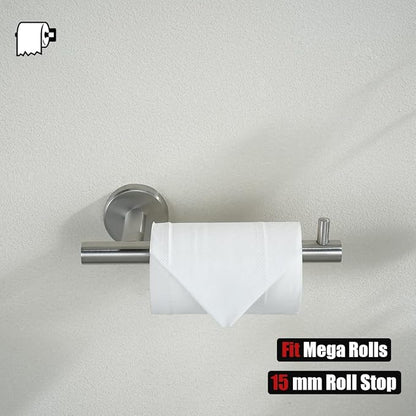 JQK Bath Hardware Towel Bar Accessory Set, 5-Piece Bathroom Accessories Fixtures Set Brushed Finished Wall Mount Includes 24" Towel Bar, 9" Hand Towel Bar, Toilet Paper Holder, Robe Hook x2, BAS105-BN