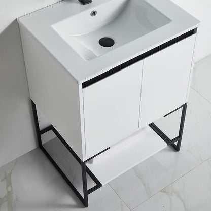 24 Inch Bathroom Vanity with Sink - Modern Knob Free Design, Elegant Space-Saving Solution for Your Bathroom - Durable, Bathroom Vanities for a Contemporary Look - Urbania Collection