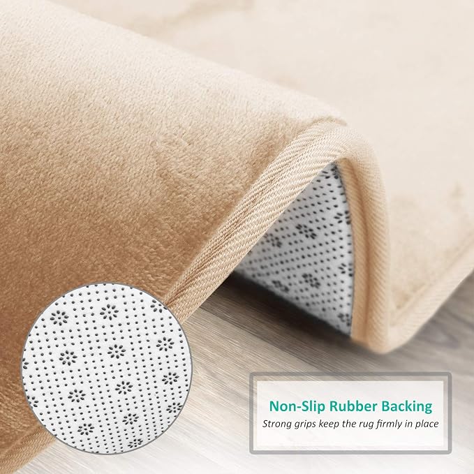 Clara Clark Bathroom Rugs, Velvet Memory Foam Bath Mat, Non-Slip, Machine Washable Bath Rugs - Dries Quickly, Ultra Soft Plush Bath Mats for Bathroom, 20 x 24, Cream