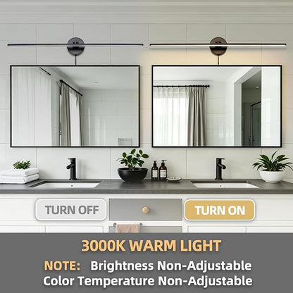 32" Plug in Bathroom Light Fixtures,Vanity Lights Bar,Picture Light | Modern Black,Non-Dimmable,3000K,with Switch,Long,Piano lamp,LED,Over Mirror,Wall Lights,for Bedroom/Art/Poster/Cabinet