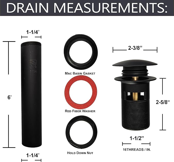 Westbrass D410A-1-62 Mushroom Style Pop-Up Stopper Drain for Vessel/Bowl Sinks with No Overflow, Matte Black