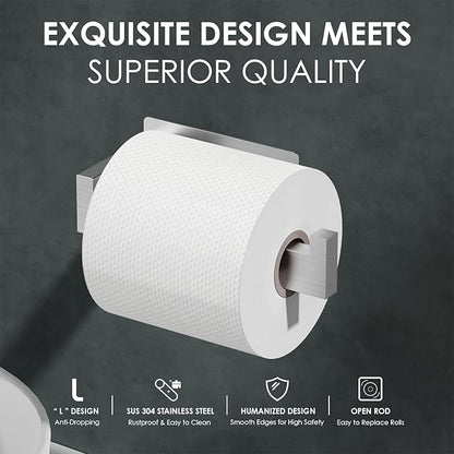 Auxmir Toilet Paper Holder Self Adhesive, Premium Thicken SUS304 Stainless Steel Rustproof Toilet Roll Holder No Drilling, Wall Mount Toilet Tissue Holder for Bathroom Kitchen Washroom, Brushed Nickel