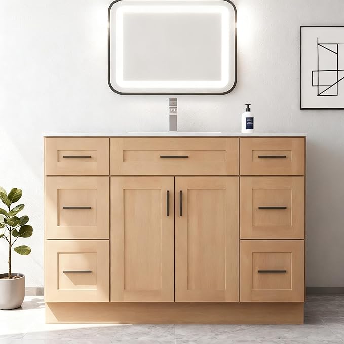48 Inch Bathroom Vanity -Family Bathroom Vanities - Large-Size Farmhouse-Style Freestanding Bathroom Vanity, Premium Bathroom Vanities,Solid Wood Construction, with 6 Drawers