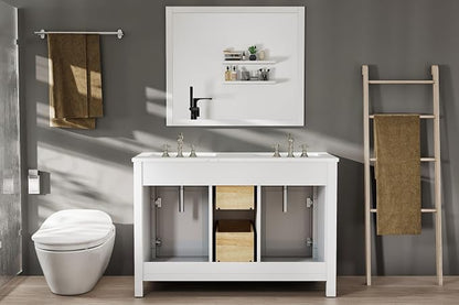 Artemis 48 in. White Double Sink Bath Vanity with Engineered Top and Undermount Porcelain Sinks