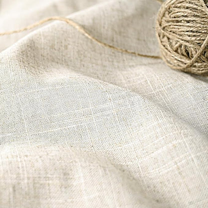 DOSLY Ides Linen Button Farmhouse Shower Curtain, Linen and Cotton Fabric, Pleated Black and White Buffalo Plaid Checked Pattern, Country Style, 72x72 in