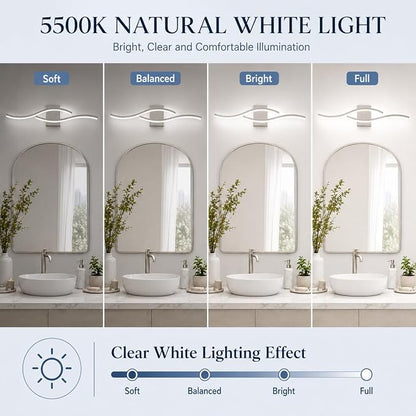 Modern Vanity Lights Dimmable Bathroom Light Fixtures Over Mirror Bathroom LED Vanity Light for Bathroom Living Room (Brushed Nickel,39.37Inch,5500K)