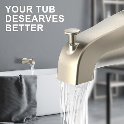 Bathtub Tub Spout with Diverter 5 Inch – Universal Front Diverter Tub Faucet Replacement, Metal Brushed Nickel Finish, 1/2 Inch Copper Pipe Connection, Bath Spout for Shower and Bathtub