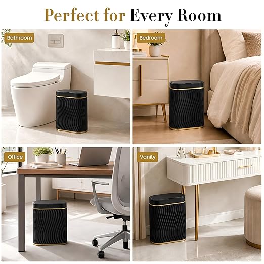 Ogikey Bathroom Small Trash Can with Automatic Touchless Lid, 2.6 Gallon Smart Garbage Can Narrow Waterproof Trash Bin for Bedroom, Office, Living Room