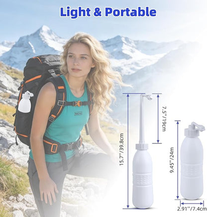 Hibbent Portable Bidet for Travel, Handheld Travel Bidet for Personal Hygiene Care, Personal Cleansing Use, Extended Nozzle, 21.8oz(620ml) , White
