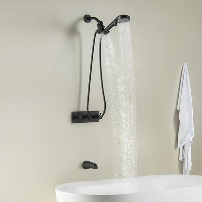 3 Handle Shower Faucet Set, Matte Black 3 Handle Tub and Shower Faucet Combo Bathtub Shower Faucets Completes