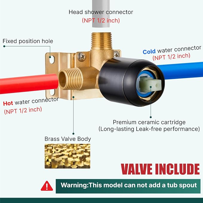 Heyalan10 Inch Ceiling Mount Shower Faucet Set with Valve,Oil Rubbed Bronze | Rainfall shower head, ceiling-mount design, SUS304 steel, adjustable angle, single-handle control