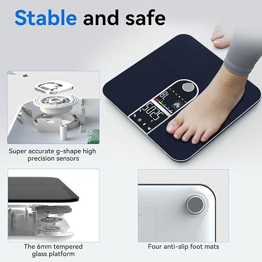 Smart Scale with BMI Body Fat Muscle Mass Digital Bathroom Weight Scale with Accurate 17 Core Body Composition Analyzer Fat Percentage Dual Large VA Color Screen Bluetooth Sync App for Home Use