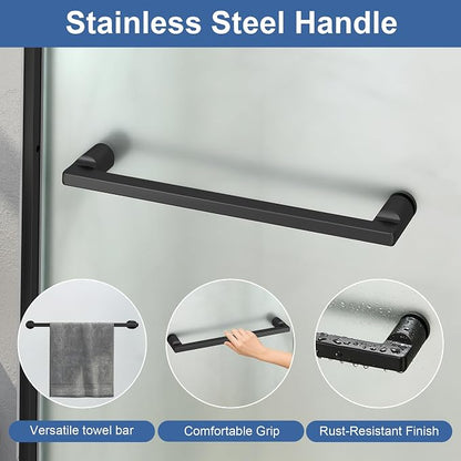 36-42" W x 72" H Frosted Pivot Shower Glass Door Matte Black | 1/4"(6mm) SGCC Tempered Glass with Explosion-Proof Film &Nano Coating,Customizable Width