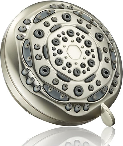7-Function Luxury Shower Head, High Pressure Adjustable Shower Head with Massage Mist and Water Saving Mode for Low Flow Showers- Brushed Nickel