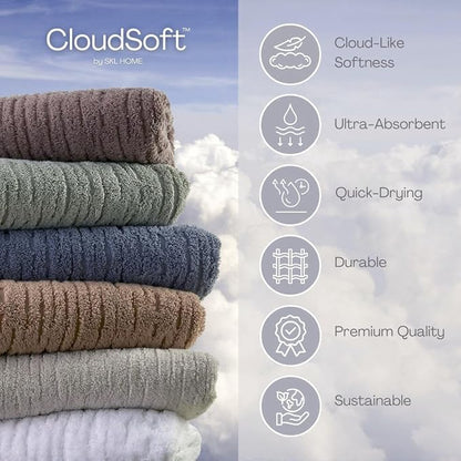 SKL Home CloudSoft Hand Towel Set, 2-Piece, 100% Cotton Luxury, Clay | Premium spa-level quality. 600 GSM weight. Ultra plush & absorbent. For use in the bathroom, kitchen, bar or any sink space.