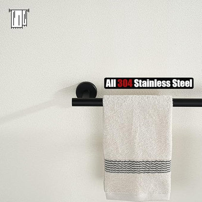 JQK Black Towel Bar, 27 Inch 304 Stainless Steel Thicken 0.8mm Towel Rack Bathroom, Towel Holder Matte Black Wall Mount, Useable Length 24 Inch, TB110L24-PB
