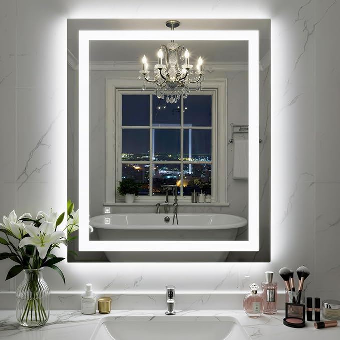 30X36 Inch Frontlit+ Backlit LED Bathroom Mirror with Lights | Bathroom Vanity Mirror for Wall, Ultra-Clear Tempered Glass, Shatter-Proof, Anti-Fog and Memory Function, ETL Listed