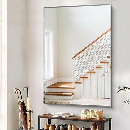 CILIBER Beveled Bathroom Mirror, 60x40 Large Bathroom Mirrors for Over Sink, 3mm Tempered Glass Beveled Frameless Vanity Mirror for Bathroom, Bedroom, Living Room and Entryway